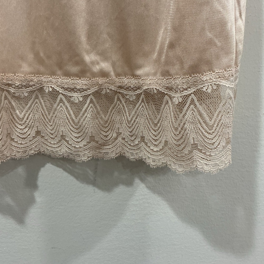 Ladies VTG St Michael Beige Silky Nylon/Polyamide Half Slip Size 10-12 Lace
